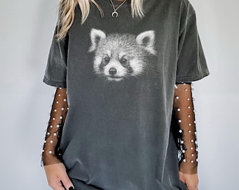 Red Panda Vintage Tee, Cute Red Panda Unisex Comfort Colors Vintage Relaxed Fit Tshirt, Red Panda Silhouette Shirt, Red Panda Lover Gift