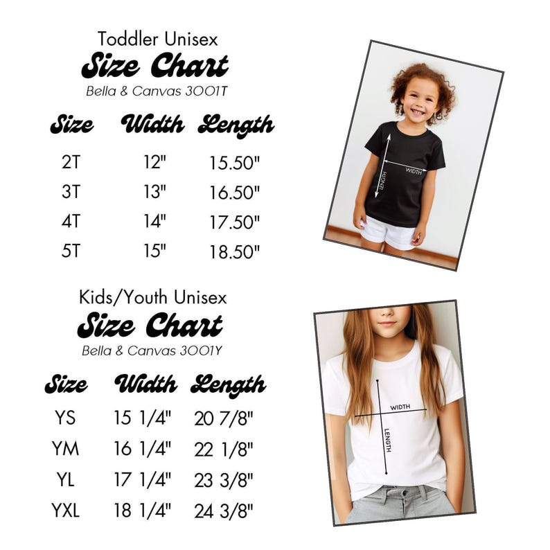 a child's size chart for a child's t - shirt