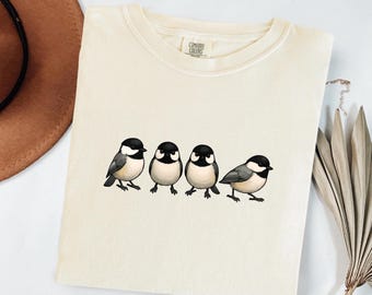 Chickadee Bird Vintage Tee, Cute Chickadee Bird Comfort Colors Relaxed Tshirt, Bird Lover Gift, Birdwatching shirt