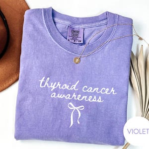 Thyroid Cancer Awareness Shirt, Coquette Cancer, Warrior Tee, Comfort Colors Vintage Style Graphic Tee image 15