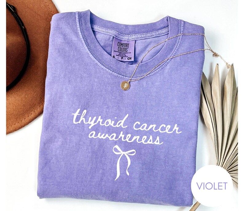 Thyroid Cancer Awareness Shirt, Coquette Cancer, Warrior Tee, Comfort Colors Vintage Style Graphic Tee image 15