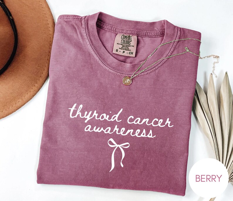 Thyroid Cancer Awareness Shirt, Coquette Cancer, Warrior Tee, Comfort Colors Vintage Style Graphic Tee image 8