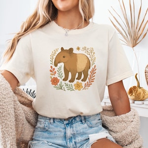 Cute Flower Tapir Shirt, Tapir T-shirt, Tapir Lover Tee, Floral Tapir Gift, Wildflower Tapir Graphic Tee