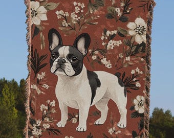 French Bulldog Woven Blanket, Boston Terrier Tapestry, French