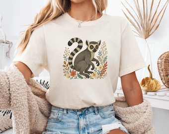 Jolie chemise lémurien fleur, T-shirt lémurien, t-shirt amateur de lémuriens, cadeau lémurien kawaii, t-shirt graphique lémurien