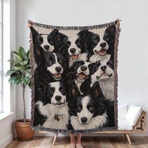 Border Collie Woven Blanket, Dog Tapestry, Border Collie Tapestry, Dog Owner Gifts, Border Collie Lover, Movie Night Blanket