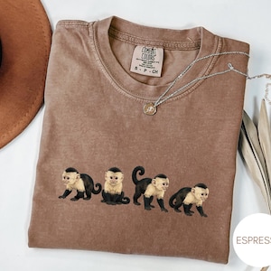 Capuchin Monkey Cute Shirt, Primate Lover Tshirt, Comfort Colors Vintage Style Graphic Tee