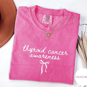 Thyroid Cancer Awareness Shirt, Coquette Cancer, Warrior Tee, Comfort Colors Vintage Style Graphic Tee image 3