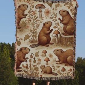 Beaver Woven Blanket - Beaver woven tapestry, Beaver Tapestry, Beaver Gifts, Beaver Lover, Movie Night Snuggle Blanket