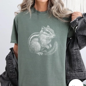 Streifenhörnchen Vintage T-Shirt, süßes Streifenhörnchen Komfort Farben Vintages Tshirt, Streifenhörnchen Silhouette Retro Shirt, Streifenhörnchen Liebhaber Geschenk Bild 10