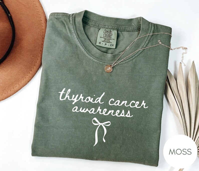 Thyroid Cancer Awareness Shirt, Coquette Cancer, Warrior Tee, Comfort Colors Vintage Style Graphic Tee image 16