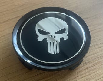 4 items 75mm / 70mm Skull Punisher wheel center hub caps alloy rim covers