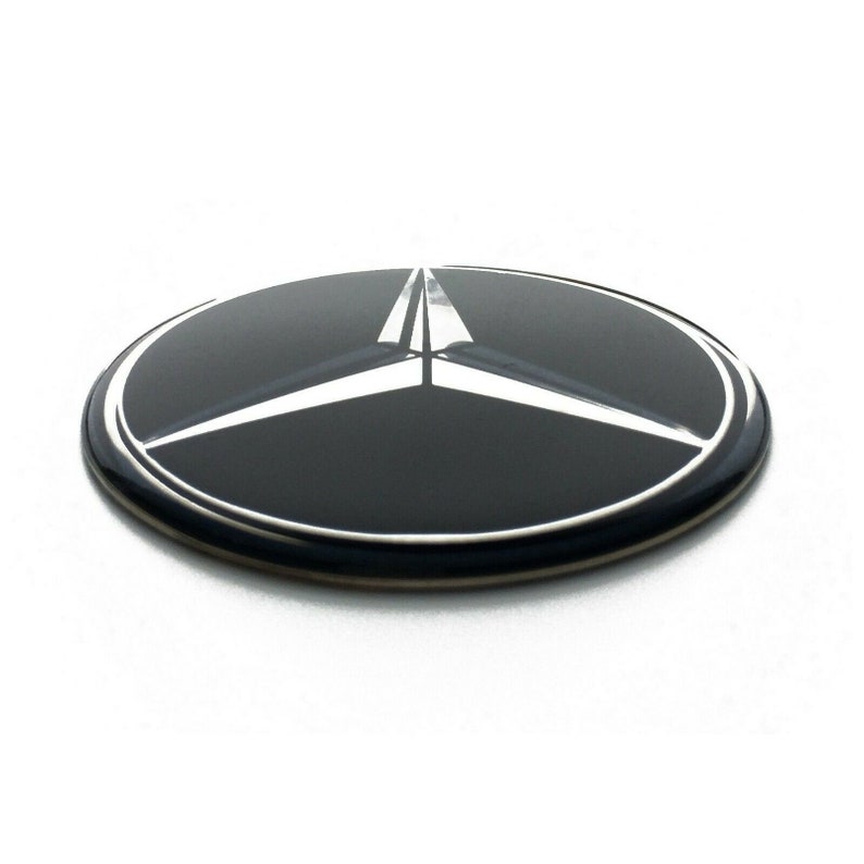 4 x 50 mm, 56 mm, 60 mm, 65 mm, 70 mm, 75 mm Radnabenkappen-Aufkleber, Metallembleme für Mercedes-Felgenabdeckungen Bild 2