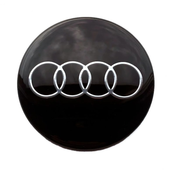 4 x 50 mm, 56 mm, 60 mm, 65 mm Radnabenkappen-Aufkleber, Metallembleme für Audi-Felgenabdeckungen