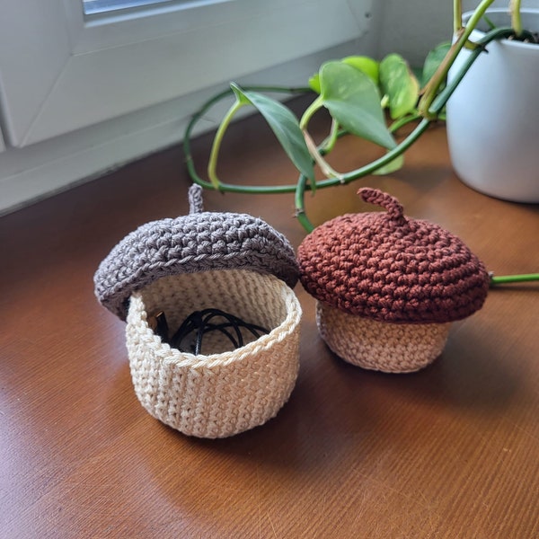 Acorn Basket Crochet Pattern, PDF Patron Panier Gland au crochet