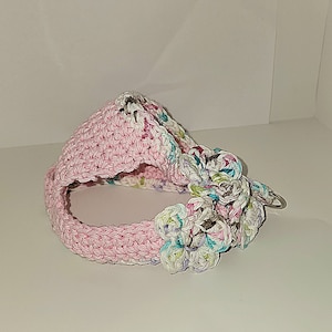XXS Dog Harness with flowers. Crochet. 100% cotton. Machine washable. Sizes fit dogs, cats and more!