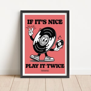 Music Cartoon Poster if it's nice, play it twice Red