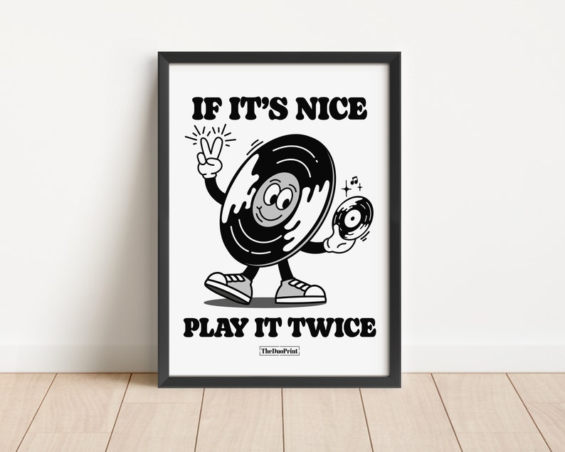 Music Cartoon Poster if it's nice, play it twice White