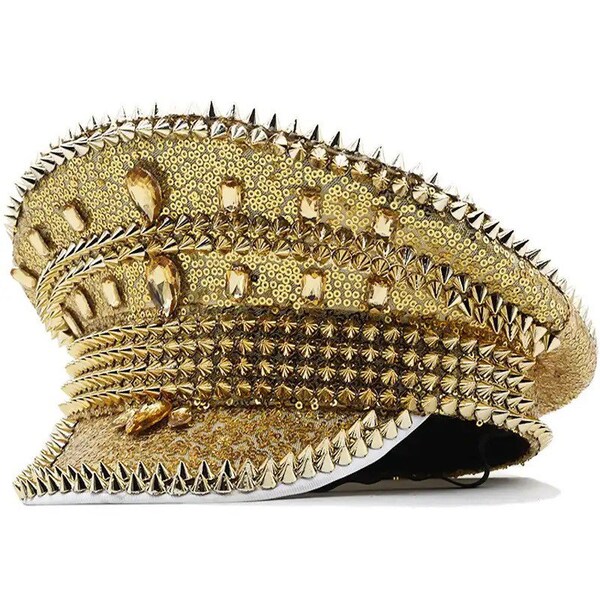 White military hat with rhinestone trim main image 1