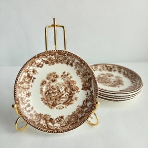 Vintage Alfred Meakin &quot;Tonquin&quot; Brown Transferware Plates – Set of 6 – 12 cm