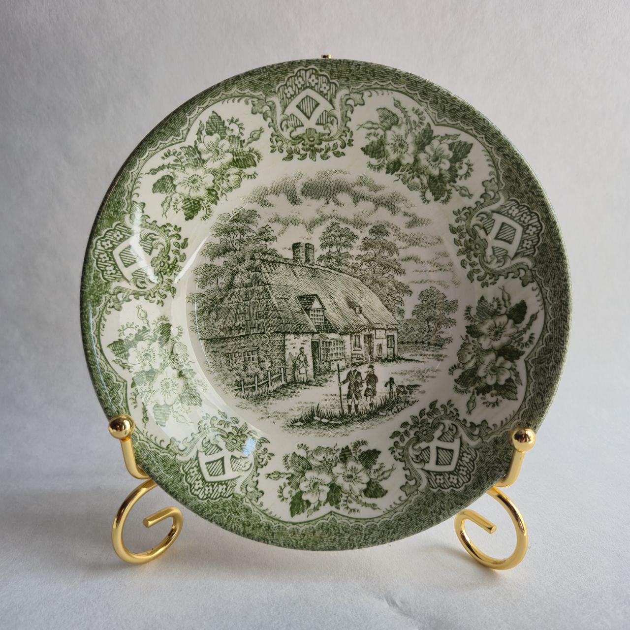 Vintage Green Ironstone Plate England – 14 cm