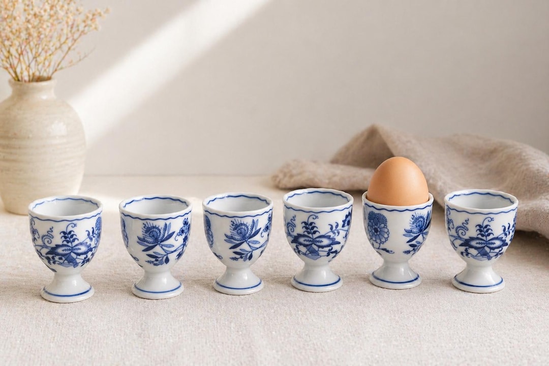 Vintage Blue Danube Porcelain Egg Cups Set of 6 Blue White Floral - Etsy