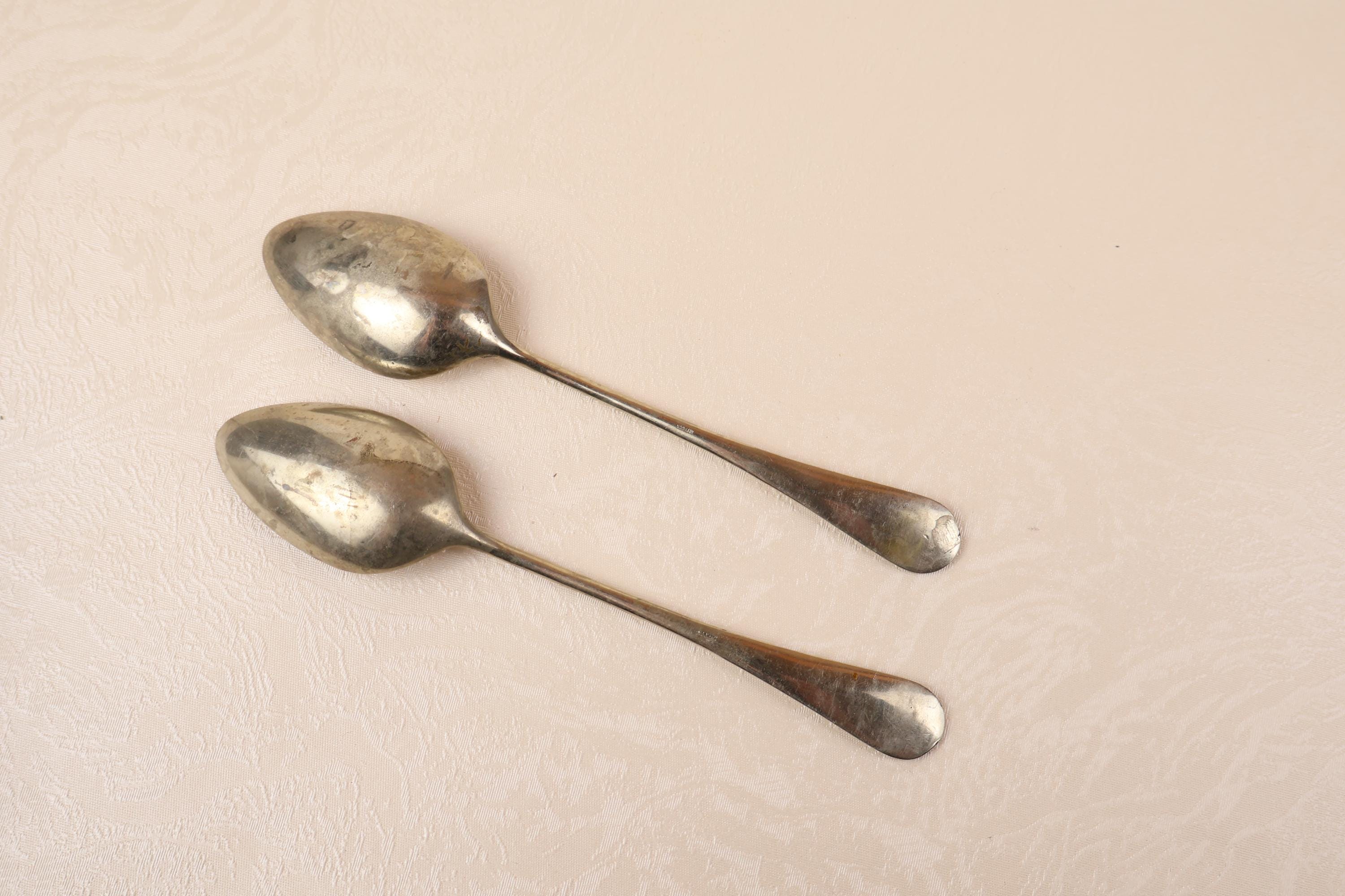 Vintage Alpaca Silver Plated Table Spoons Pair Classic Flatware Europe ...