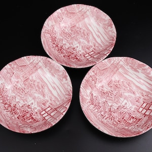 Vintage Enoch Wedgwood Tunstall Dickens Days Bowl Rot Transferware 11,5 cm Dickens England