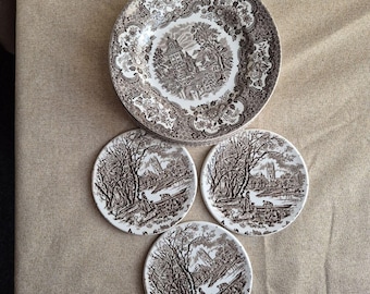 Vintage Staffordshire Ironstone Plates – 11.5 cm & 17 cm