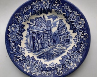 Vintage English Ironstone Plate – Blue Transferware 26 cm