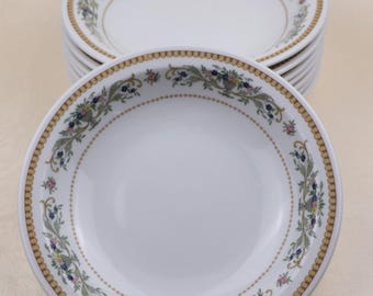Vintage Schumann Arzberg Bavaria soepbordenset van 8 stuks, porselein met bloemenmotief, 21 cm