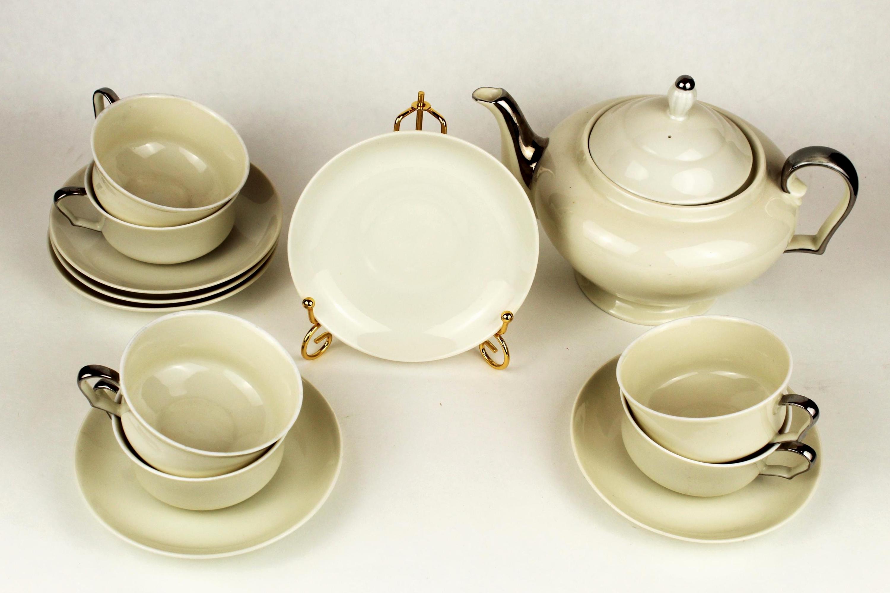 Vintage Porcelain Tea Set Victoria Wido Czechoslovakia 6 Cups Saucers ...