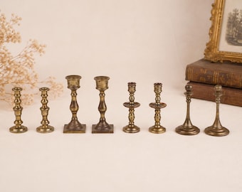 Vintage Mini Brass Candlestick Holders – Tiny Candle Holder Pair – Victorian Gothic Decor – Choose Style