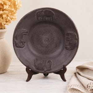 Vintage Ventura Keramik Skål Elefantmotiv Keramik Boho Stil 25,5 cm