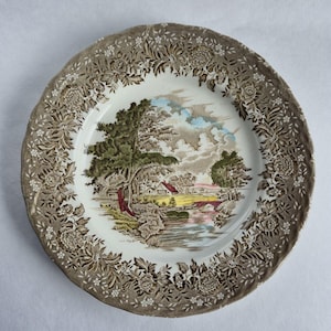 Vintage &quot;Country Style&quot; W.H. Grindley England Porcelain Plate – 25 cm