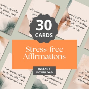 30 Tarjetas de Afirmaciones para Liberar el Estrés, Relajarse, Paz Interior, Autocuidado, Bienestar Mental, Uso Diario, Autoayuda