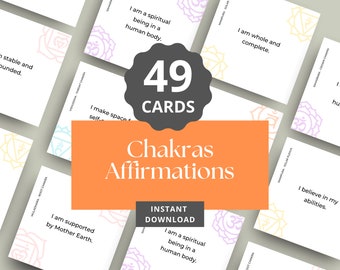 Tarjetas de Afirmación de los 7 Chakras: Sanación Espiritual Diaria (Descarga Digital)