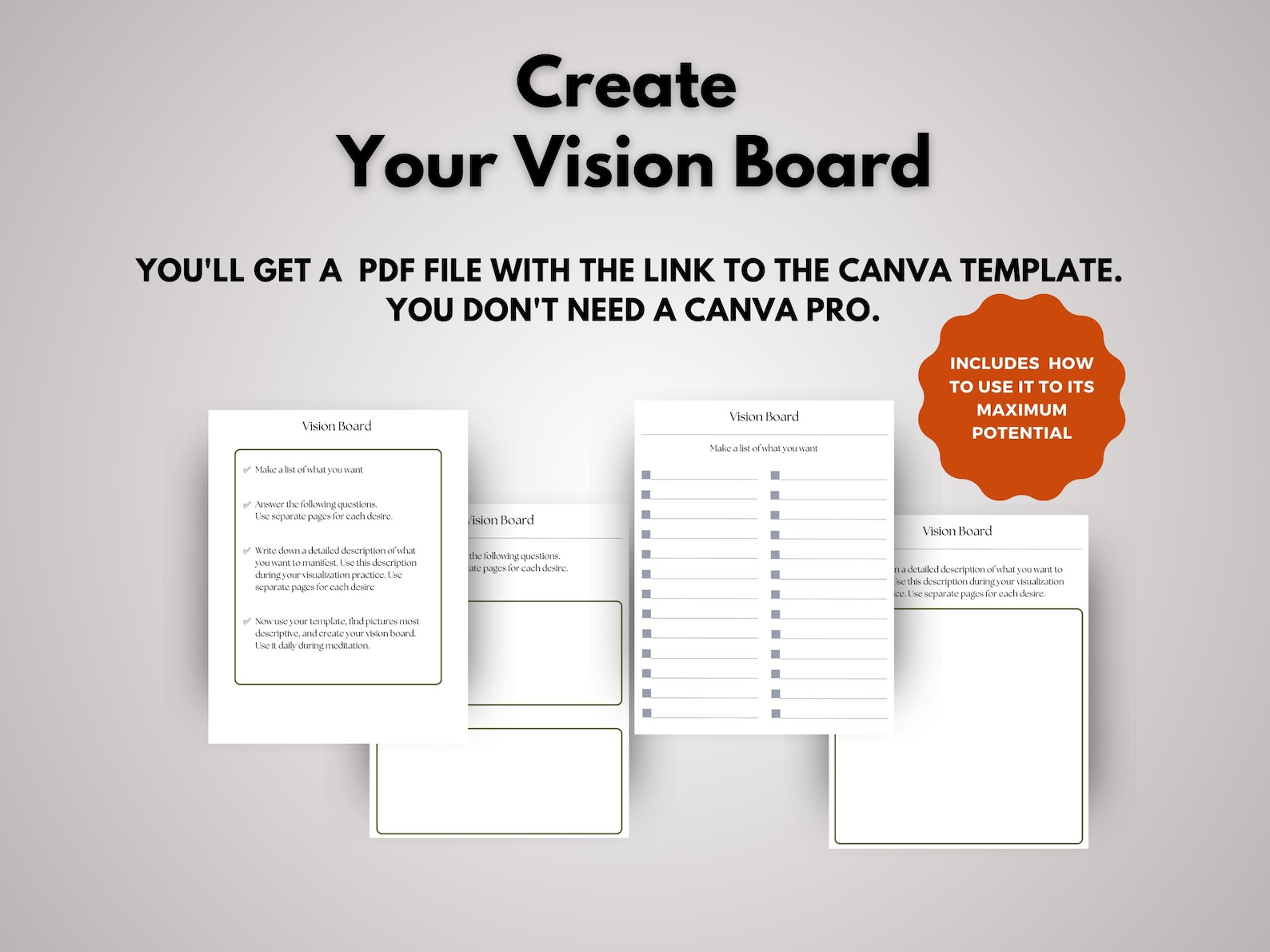 Vision Board Template Canva, Digital Vision Board, Editable Vision ...