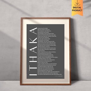ITHACA Gedicht vonConstanzine Cavafis, inspirierende digitale Wandkunst Poesie, motivierende Formulierungen und Sprüche, digital druckbare ITHACA