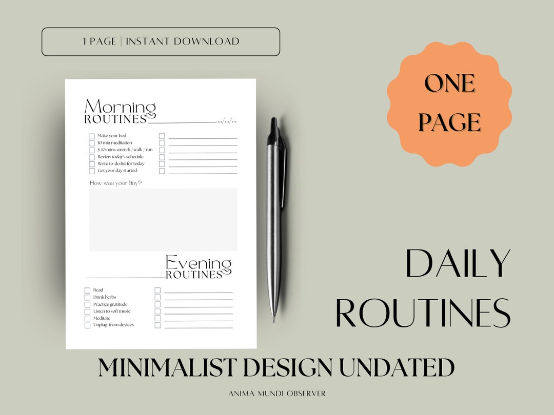 ROUTINES Checklist, Morning &amp; Evening Routines, Digital Printable ...