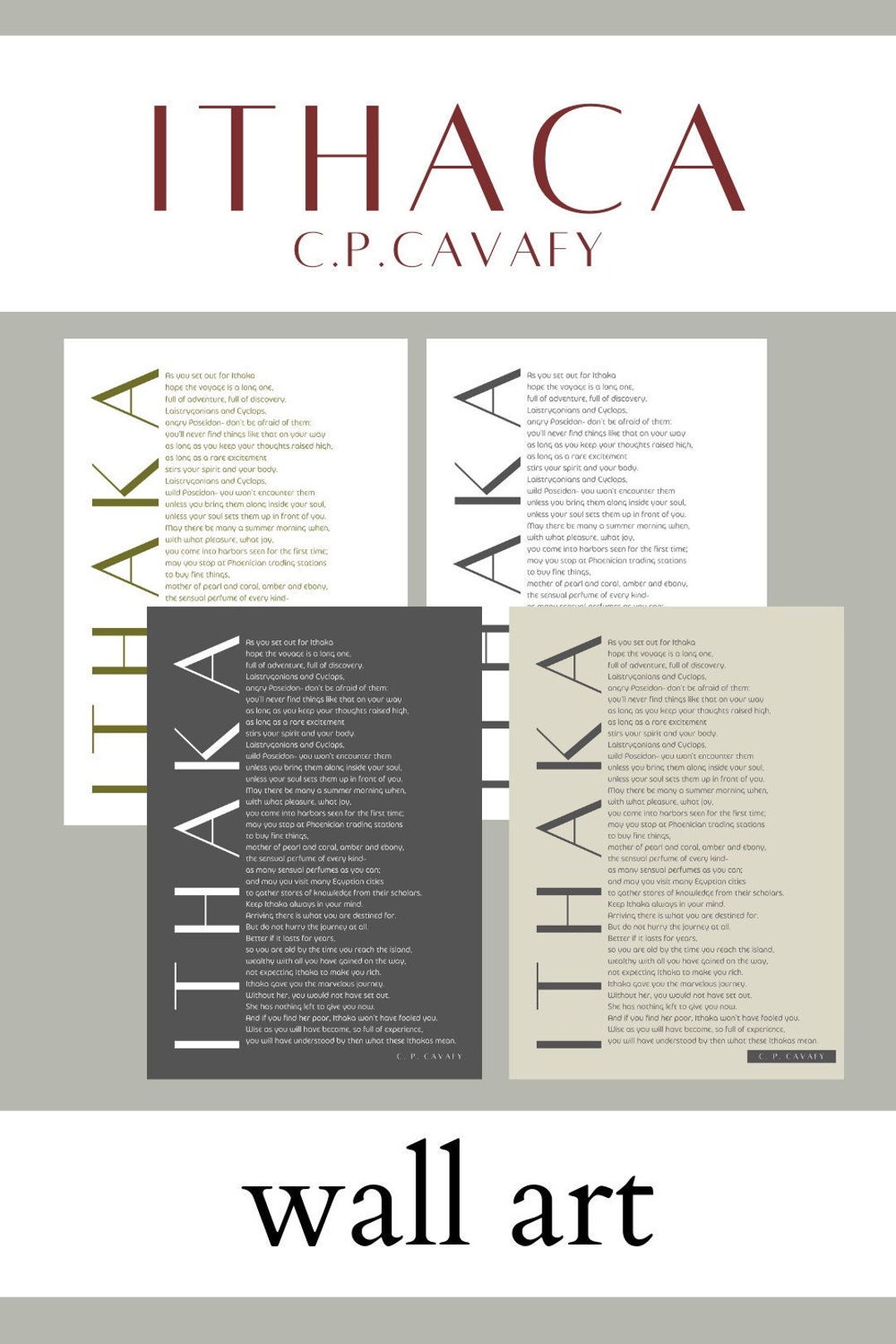 Printable Wall Art Digital Print Ithaca Poem by Cavafy Etsy