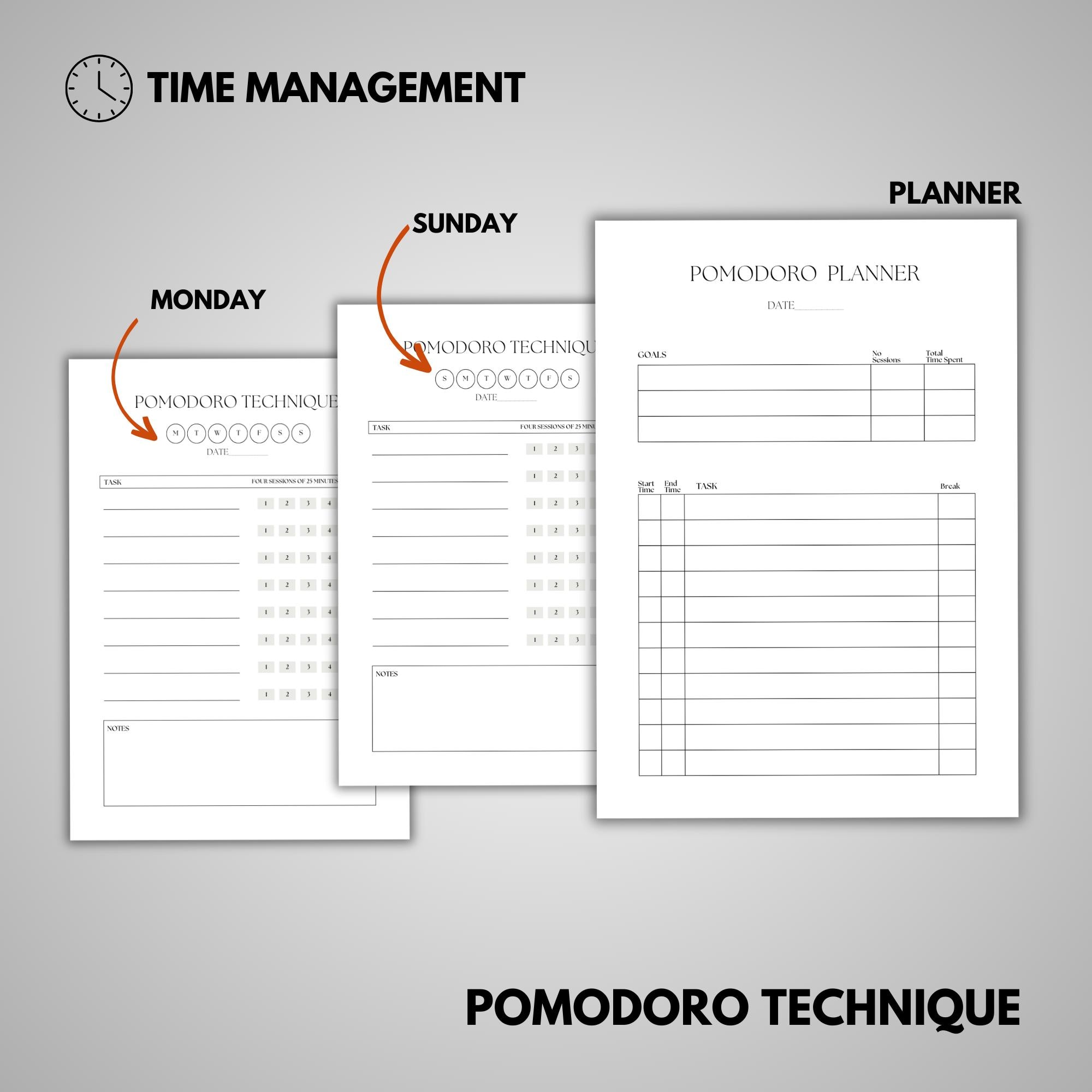 Pomodoro Technique Planner: Focus Timer Printable (PDF Download) - Etsy