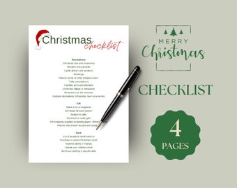 Christmas Checklist, Planning Checklist, Digital Printable, Checklist Printable, Christmas Printable