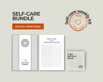 Kit Semanal de Autocuidado: Diário, Lista de Verificação, Cartões de 7 Dias (Download Digital)