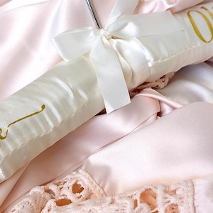 Personalised padded bridal silky hangers, white or plain