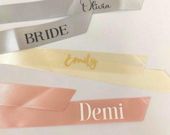 Cinta de raso personalizada / Etiqueta de nombre / Cinta para tarjeta de lugar de boda