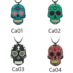 Collier pendentif Calavera dia de los muertos gothique porte bonheur tête de mort Halloween image 2