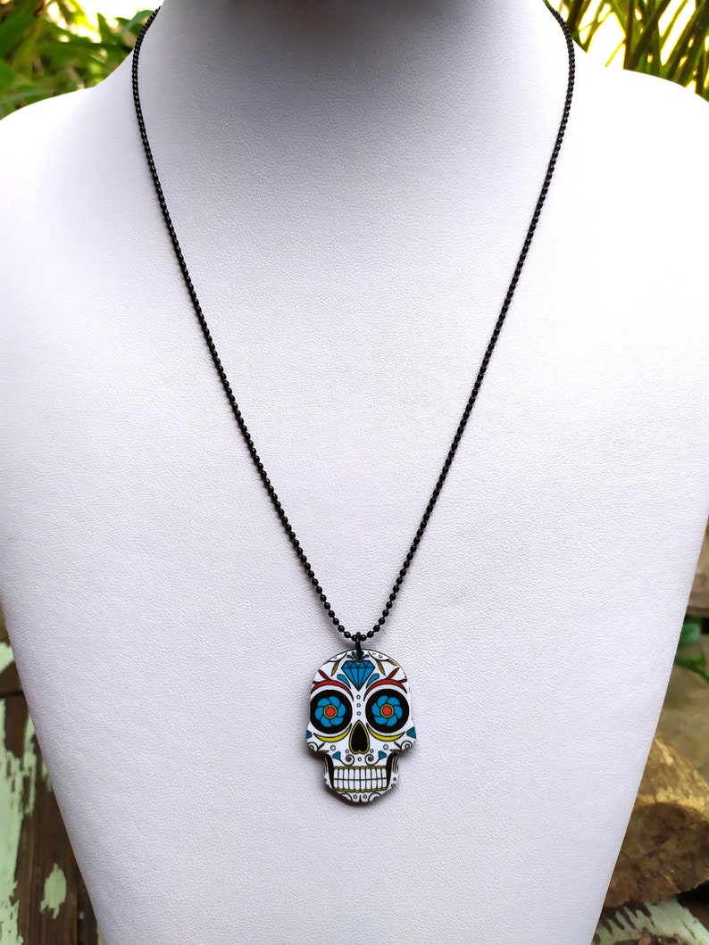 Collier pendentif Calavera dia de los muertos gothique porte bonheur tête de mort Halloween image 10