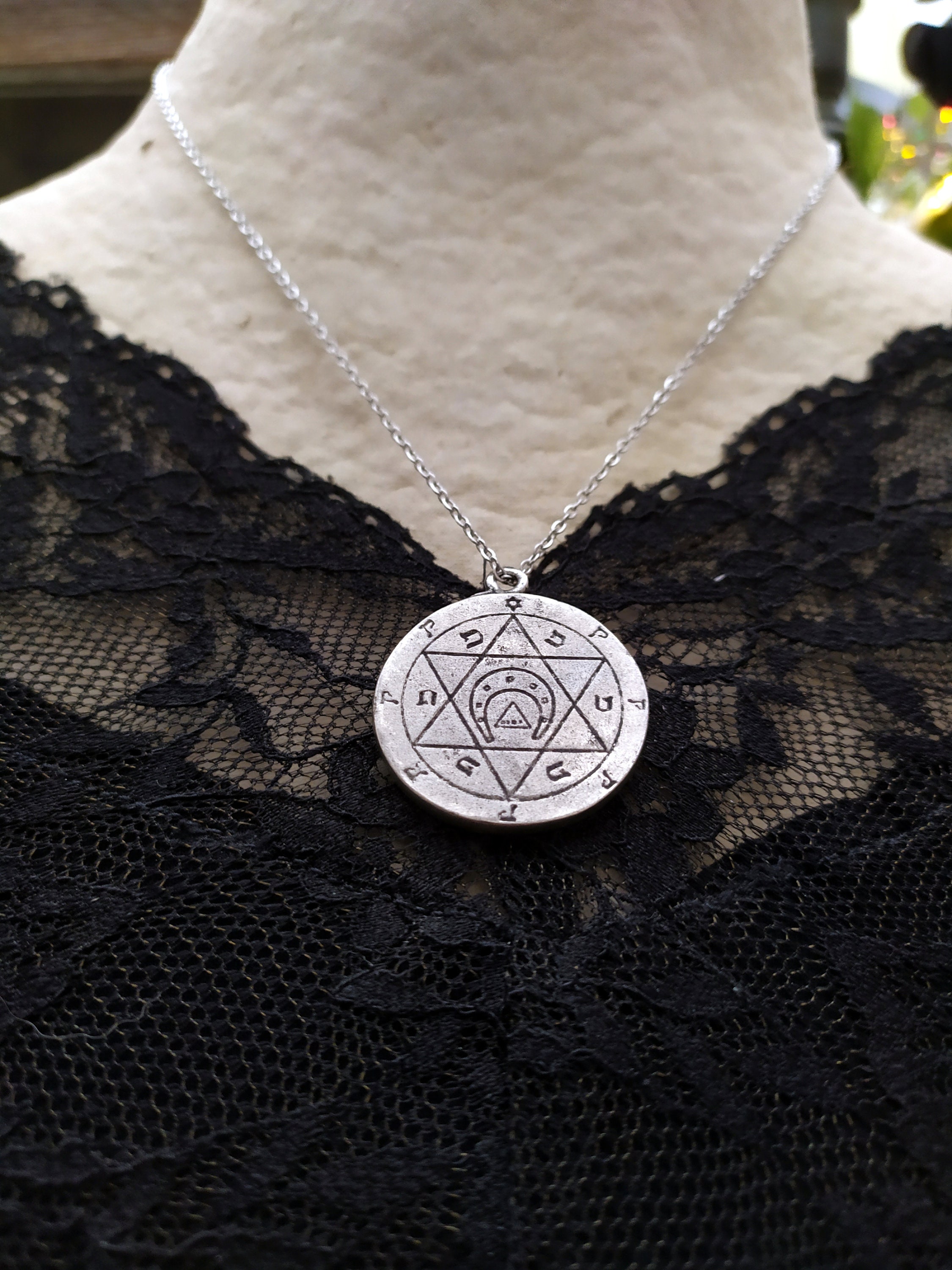 Style 6 silver -Collier Talisman pour bonne chance,clé de salomon