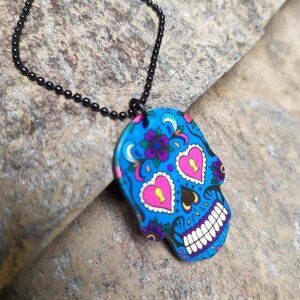 Collier pendentif Calavera dia de los muertos gothique porte bonheur tête de mort Halloween image 4